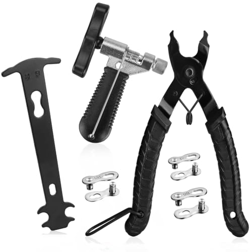Bike Chain Repair Tool Kit - Chain Breaker, Link Pliers, Wear Checker - Black
