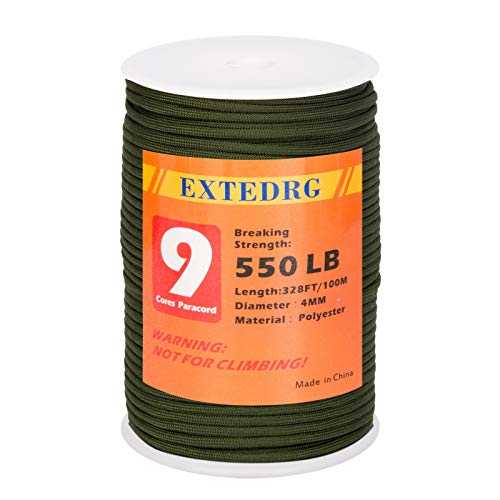 550lb Paracord Rope 9-Strand 4mm Outdoor Cord 100M - Army Green