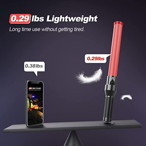 RoadHero 4 Pack Traffic Batons, 16 Inch LED Traffic Control Batons, Night Safety Light Wands with 3 Flashing Modes, Air Marshaling Signal Wand Plus White LED on Tip for Airport, Parking, Car Directing