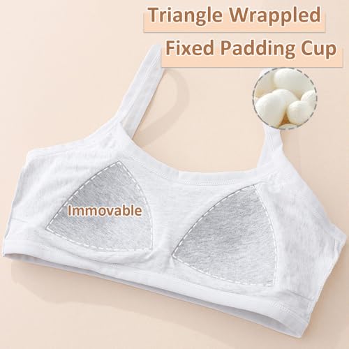 YoBeLove Teen Girls 5 Pack Cotton Wireless Sports Bras - Multicolor 12-16 Years