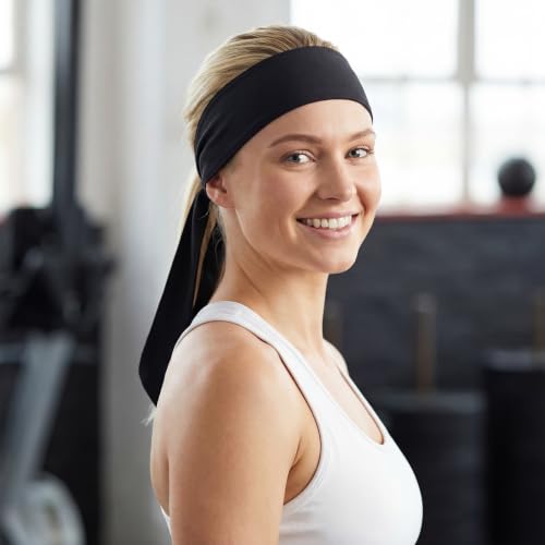 Adjustable Black Headband Set - 3pcs Sports Sweatbands for Men & Women