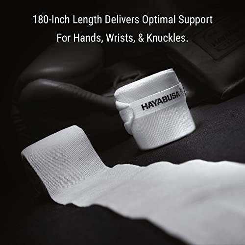 Hayabusa Gauze Boxing Hand Wraps 180 Inches - Pack of 2, White, Starter Thumb Loop