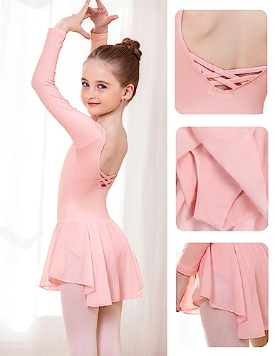 Arshiner Kids Girls Pink Long Sleeve Ballet Leotard 2-3T Dance Dress