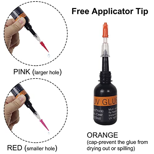 Thick UV Clear Glue for Fly Tying - Tack-Free Formula + 12 LED UV Light