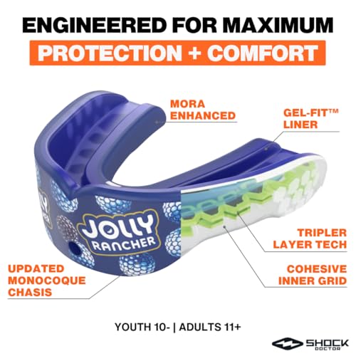 Shock Doctor Gel Max Power Sour Green Youth Mouth Guard for Impact Sports
