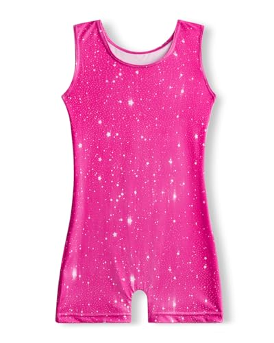 Gymnastics Leotard with Built-in Shorts - Magenta Starry 3-4T