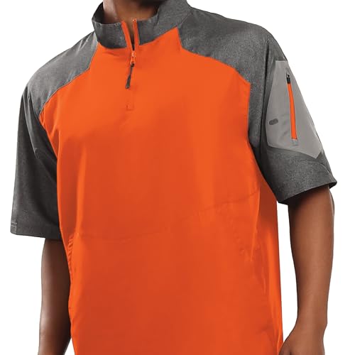 Holloway Raider Pullover Cage Jacket Orange 3XL Weather-Resistant Quarter Zip