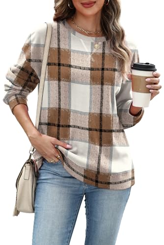 RUMIA Women's Crew Neck Sweatshirt Long Sleeve Tops for Women Fall