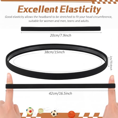 Elastic Sports Headbands - 4 Pack with Non-Slip Silicone Grip - Black & White