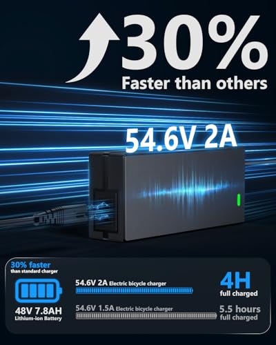 48V Lithium Battery Charger - UL Certified 54.6V 2A for E-Bikes