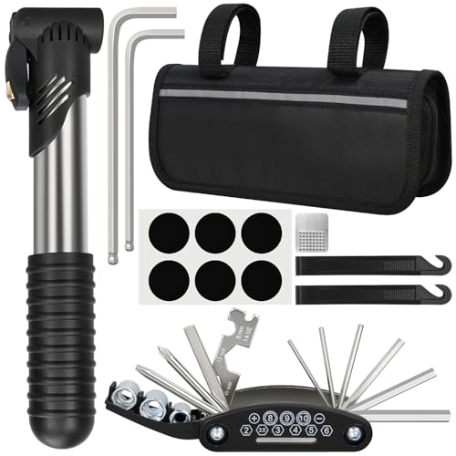Bike Repair Kit with Bag & Tire Pump - Bike Tube Bag Set