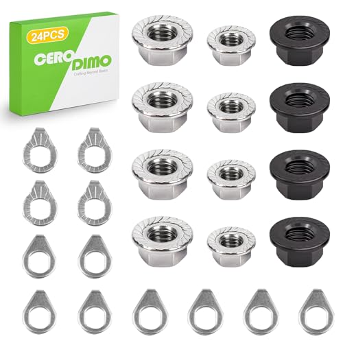 24PCS Bicycle Axle Nut and Safety Washer Kit - M8 M9.5 M10