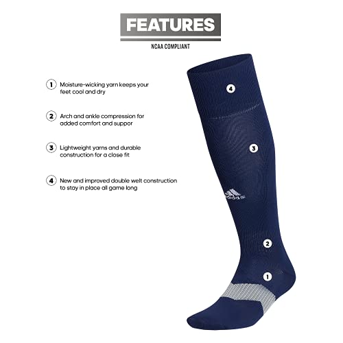 Compression Soccer Socks - Navy Blue/Clear Grey/White - Small