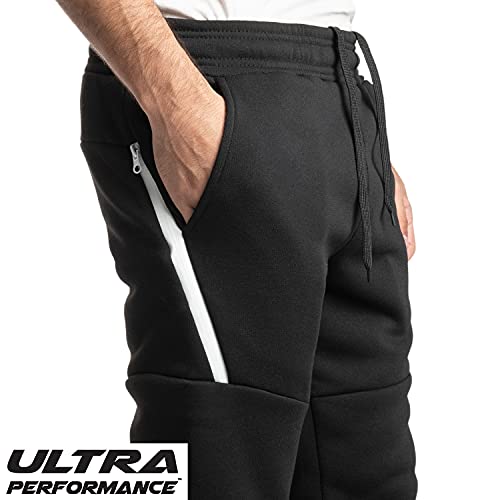 Ultra Performance Men’s 3 Pack Fleece Sweatpants with Pockets - Large Black