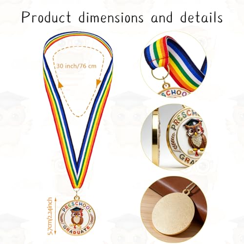 2026 Preschool Graduation Medal with Rainbow Neckband - 2-Inch Kids Award