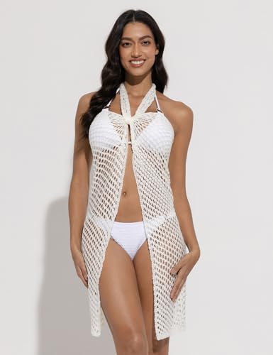 Women's Crochet Sarong Cover Up Skirt - Small-Medium, White
