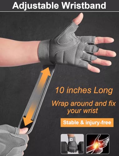 Weight Lifting Gloves for Men & Women - Anti-Slip Fingerless - Black, Large