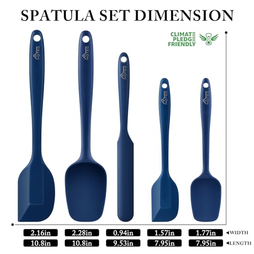 Heat Resistant Silicone Spatula Set - Classic Blue, 5 Pieces