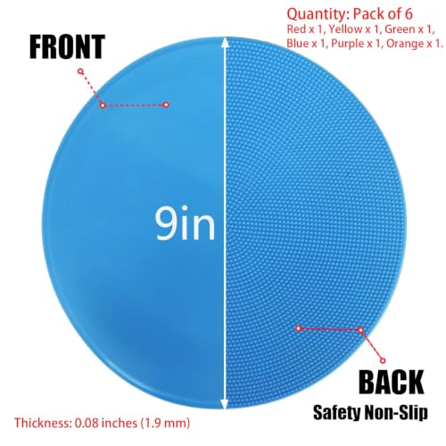 9-Inch Non-Slip Poly Spot Markers - 6 Pcs for Gym & Dance Training