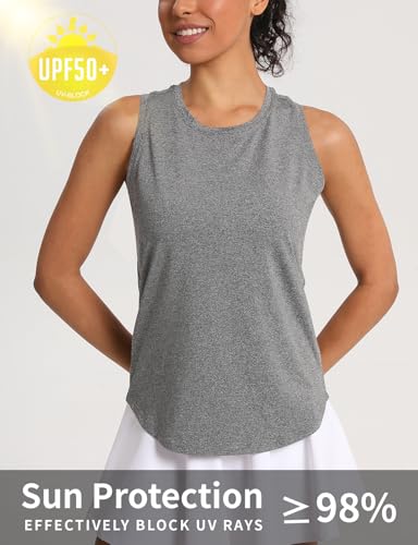 Women's Racerback Athletic Tank Top - Loose Fit Yoga Gym Shirt - Grey X-Small