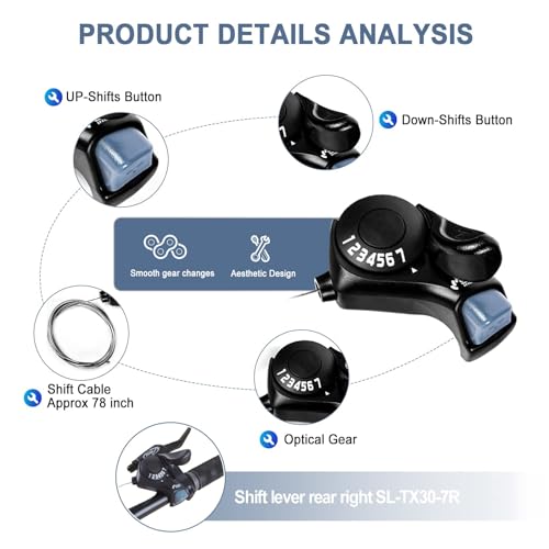 RainFlowwer SL-TX30-7R 7-Speed Bike Shifter for Mountain, City, Folding Bicycles