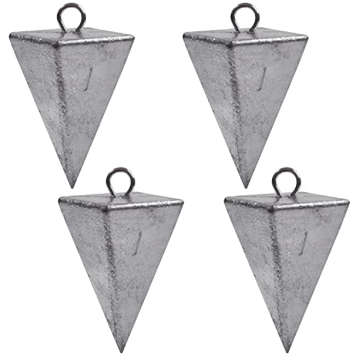 Pyramid Sinkers Fishing Weights - 1 Ounce, 4 Pack for Saltwater Surf Fishing