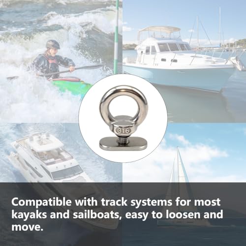 Kayak Track Eyelet Mounts - 316 Stainless Steel, 2 Pack - Silver