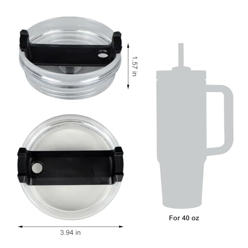 40 oz Tumbler Lid Replacement - Spill Proof Cover for Stanley - Black