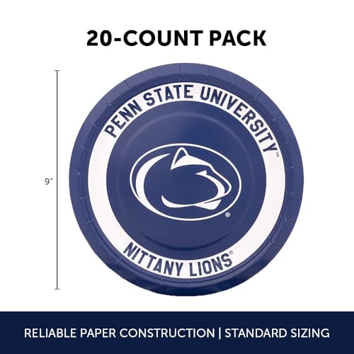 Penn State Nittany Lions 20-Count 9-Inch Paper Plates - Officially Licensed