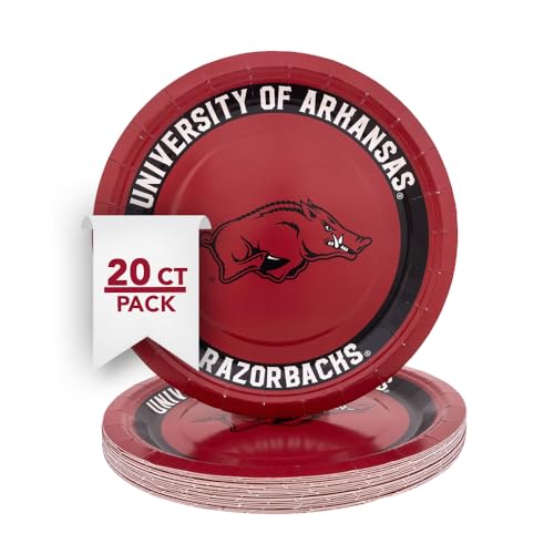 University of Arkansas Paper Plates - 20 Count, 9 Inch Round