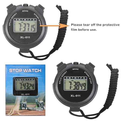 6-Pack Digital Sport Stopwatch Timer with Alarm & Date Display