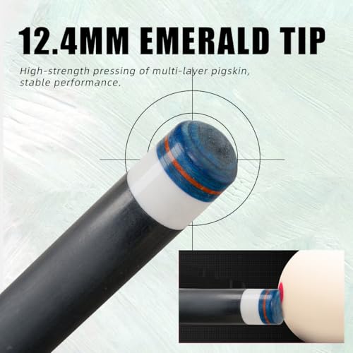 58-Inch Carbon Fiber Pool Cue Stick - Low Deflection, 12.5mm Tip, Blue