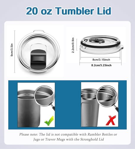 20 oz Tumbler Replacement Lids - 2 Pack Spill Proof Covers