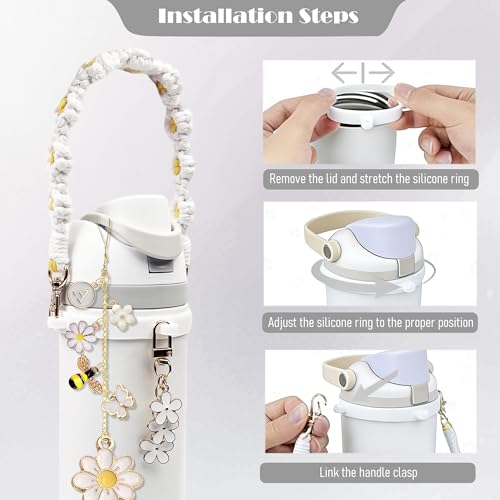 Owala Bottle Accessories Set - White Initial Charm & Strap