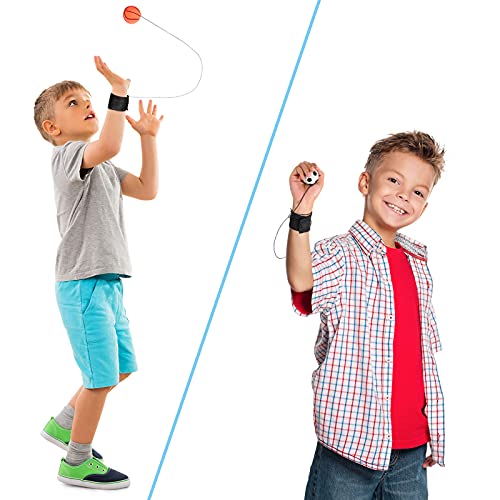 Wrist Ball Return Toy Set - 6 Pcs Rubber Balls with Straps
