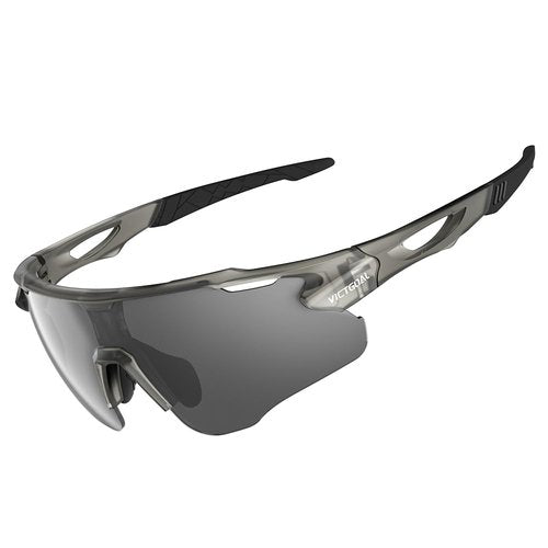 VICTGOAL Cycling Glasses for Men Women with Polarized Lenses UV Protection Cycling Sunglasses TR90 Frame for MTB Bike Glasses (Grey)