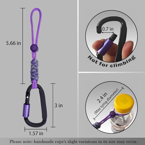 Paracord Keychain with D-Ring Carabiner & Screw Lock - Purple