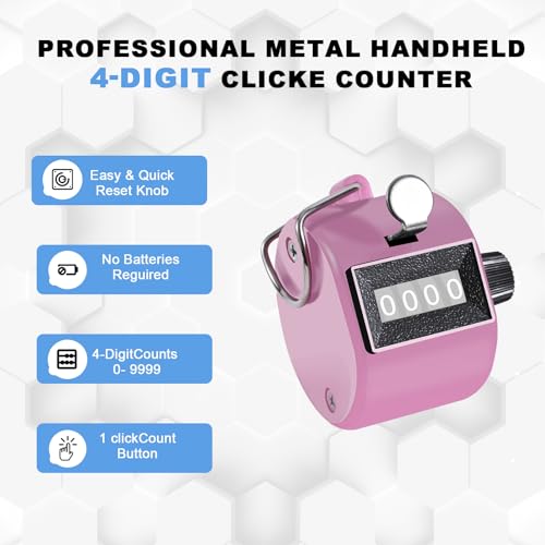4-Pack Handheld Tally Counters - Mechanical Clicker Counters for Coaching, Knitting, Fishing