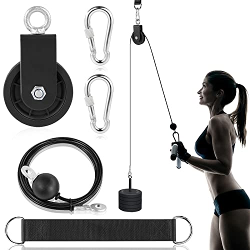 Spuspk 3.54in Cable Pulley with 360° Rotation & Detachable Strap for DIY Gym & Lifting