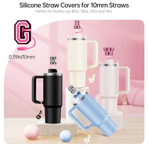 Straw Topper and Letter Charm Set for 30 & 40 Oz Tumblers - Letter H