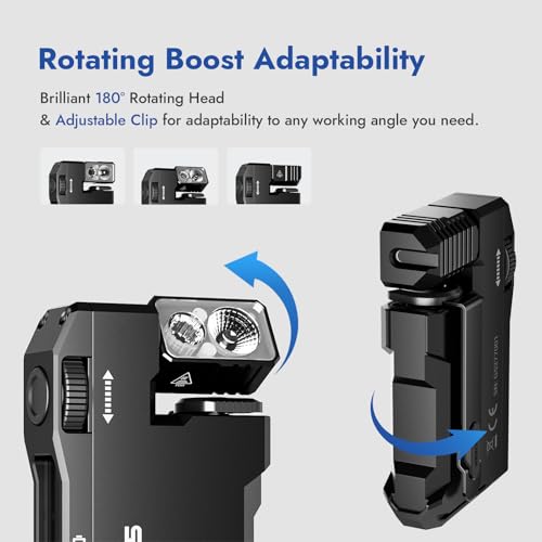 WUBEN G5 Rechargeable Mini Flat Pocket Flashlight Black, 400 Lumens, Dual Light & Rotatable Head