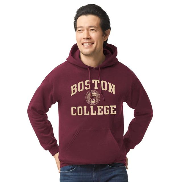 Unisex Hoodie Sweatshirt - Cotton/Poly Blend, Heritage Logo - Boston College Eagles, Maroon, Medium