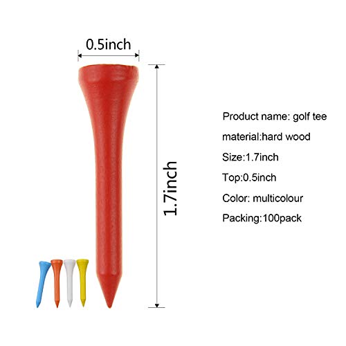 Deluxe 1-5/8 Inch Golf Tees Pack of 100 - Mixed Color