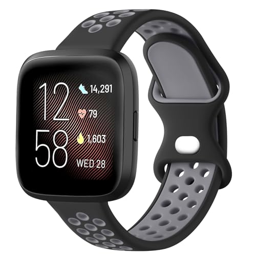 Soft Silicone Sport Band for Fitbit Versa 2 - Black/Gray
