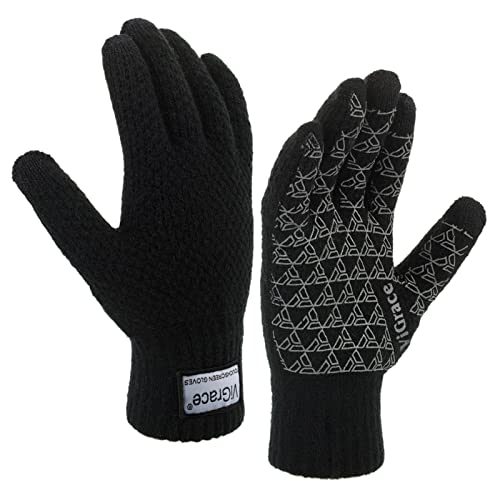 Winter Warm Touchscreen Gloves - Black, Large - Fleece Lined
