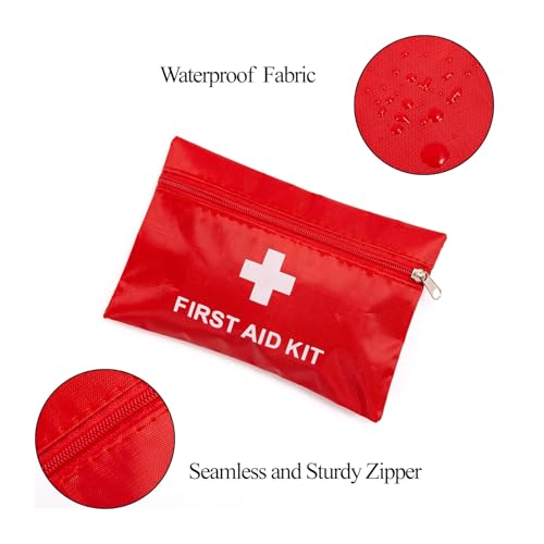 HNYG Red 12 Pack Mini First Aid Pouches Waterproof Emergency Travel Bags 4.3 x 6.3 inches