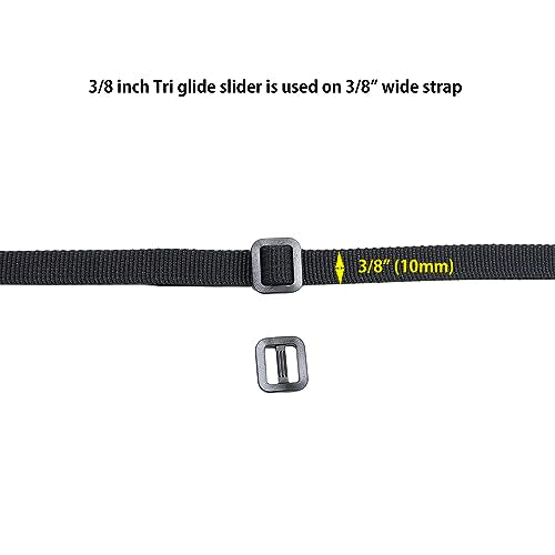 Heavy Duty Plastic Tri Glide Slide Buckle Adjusters - 10 Pack (3/8" / 10mm)