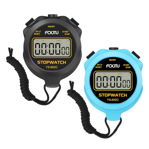 Simple Silent Stopwatch Timer - Black & Blue - Easy to Use