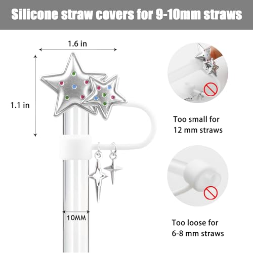 Y2K Star Straw Covers for Stanley Cup 30/40 Oz - Black Silver