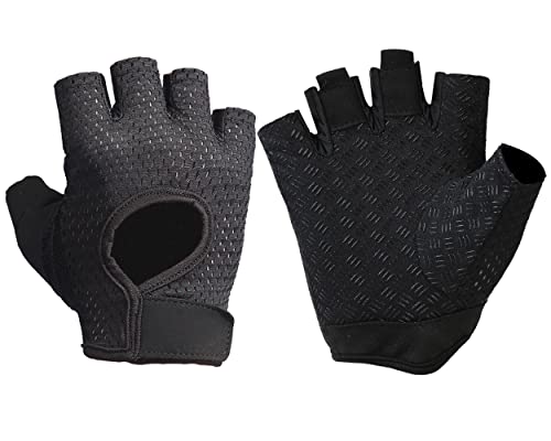 Large Anti-Slip Gym Gloves for Weightlifting & Cycling - Black